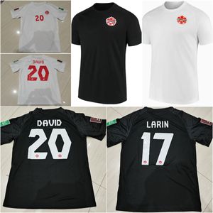 National Team Canada Soccer 20 Jonathan David Jerseys 17 Cyle Larin Football Shirt Kits Uniform Black White Color for Sport Fans Breattable Size S-XL