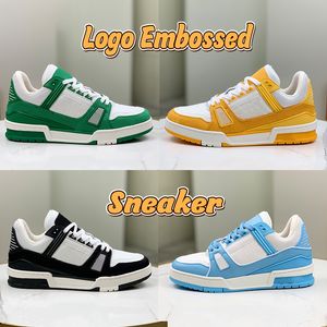 Schuhe Luxus-Designer-Sneaker mit Prägung, dreifach weiß, rosa, himmelblau, schwarz, grün, gelb, Denim-Low-Sneaker für Damen, EUR 36–45