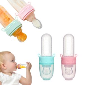 Cups Dishes Utensils born Food Feeder with Spoon Silicone Nibbler Pacifier Fruit Feeder Baby Feeding Bottle Infant Squeeze Dispensing Feeder 221119