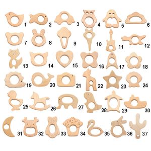 Bebek dişler oyuncaklar Chenkai 10pcs ahşap fil koyun uçağı kalp dinozor atı teether ekofri -dostu bitmemiş kavrama emziği 221119