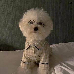 犬のアパレルペットの服柔らかい薄いカジュアルな格子縞の小型犬用のかわいいシャツテディチワワ服の子犬パジャマ