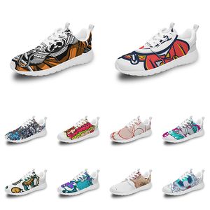 Homens Menino Mulheres Custom Sports Sapatos Anime Cartoon Design Animal Diy Palavra preta branca azul vermelho Colorido ao ar livre Mens treinador 069