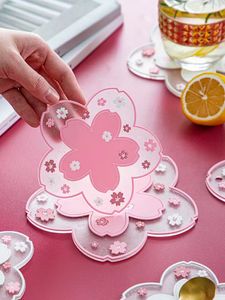 Matten Pads Kawaii Japan Stijl Sakura Koffiekopje Coaster Kersenbloesem Warmte-isolatie Tafel Mat voor Thee Melk Mok thuis Decors