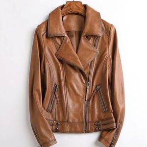 Jackets de designer feminino Woman Coats Autumn Spring Style Slim para Lady Genuine Leather Jacket Designer Coat E818