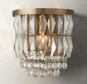 Duvar lambaları Portia Kristal Sconce Modern Retro Led Pirinç Krom Siyah Oturma Odası Yatak Odası Koridor Kapalı Aydınlatma