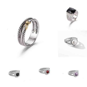 Rings Dy ed Two-color Cross Ring Women Fashion Platinum Plated Black Thai Silver Selling Jewelry301O