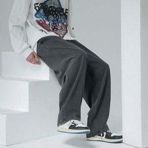 Jeans masculinos reto Coreano Baggy Jeans Casual Denim Wide cal￧a vintage Hom