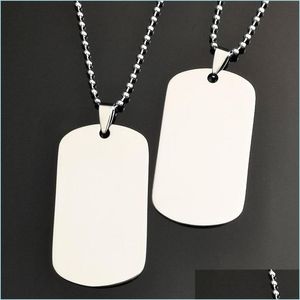 Pendant Necklaces Stainless Steel Blank Pendant Necklace Pet Id Tags Personalized Dog Cat Can Engraved Front Back Simple Design Drop Dhyzc