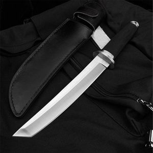 Tanto Japanese Tactical Katana Cold-ST 8CR13Mov Steel ABS Black Handle Straight Knives Survival Camping Hunt Collection Utility EDC 333D