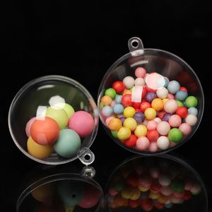 50pcs Clear Fillable Candy Box Christmas Bauble Xmas Tree Ball Ornament Gift Present Boxes Can Open Container For Home Decor