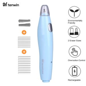 Erasers Tenwin Electric Kit com 16 recargas recarregáveis ​​de lápis de controle de um botão de papel de papelaria 221118