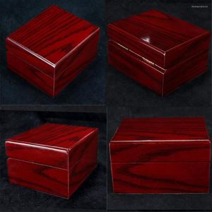 Titta på lådor 4st Wood Display Box Case Collection Vintage Style Jewelry Storage Organizer for Women Men - Red