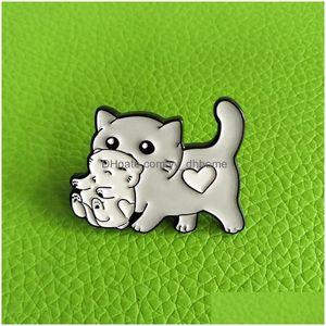 Pins Brooches Love Heart Cat With Toys Brooch Pins Eco Enamel Cartoon Funny Alloy Plated Brooches For Girls Gift Jewelry Badges Bag Dhiys