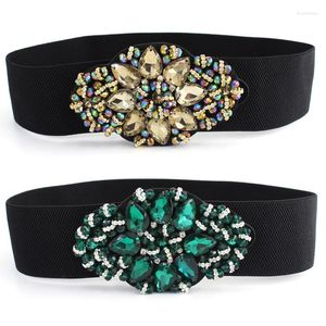 Belts Rhinestone Embellished Elastic Belt Women's Dress Decor Versatile Corset Waist Closure Snap Skirt Accessories