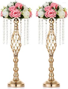 Ljusstakar 2st Crystal Flower Stand Wedding Centerpieces For Tables 21.7in/55 cm Tall Elegant Metal Arrangement Tabletop Me
