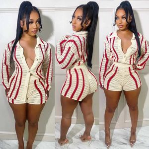 Women's Two Piece Pants Casual Women Striped Sweater Two Piece Set Cardigan Coat Pants Slim Bodycon Streetwear Clothes For Women Outfit T221012