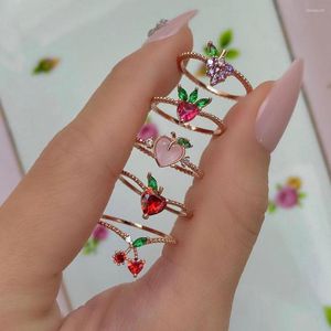 Ringos de casamento verão chegou de alta qualidade Delicious Fruit Design de pêssego de pêssego de dedo para garotas lindas jóias de moda feminina