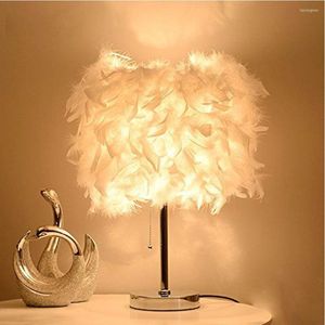 Table Lamps Lamp Bedside Light Feather Modern Night Living Room Coffee Shop Wedding Christmas Romantic Craft Decor Creative Gift