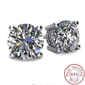 Stud Solitaire 3ct Lab Diamond Gemstone Orecchino 100% vero argento sterling 925 gioielli fidanzamento orecchini da sposa per donna uomo 221119