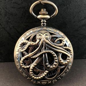 Cep Saatleri Kişiselleştirilmiş Ahtapot İskelet Mekanik Saat Koleksiyonu Erkek Kadınlar Günlük Vintage Kolye Kolye Steampunk Fob