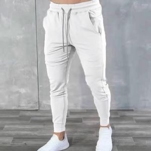 Men's Pants Trendy Training Trousers Slim Warm Casual Solid Color Adjustable Drawstring Men Fitness