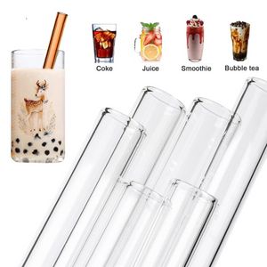 Clear Glass Straw 200x8mm Reusable Straight Bent Glass Drinking Straws with Brush Eco Friendly Glass Straws for Smoothies Cocktails FY4703 bb1110