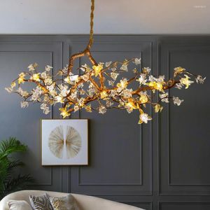 Pendant Lamps Light Luxury Dining Room Chandelier Villa Living Crystal Lamp Generous And Upscale Art Creative Copper Tea Bar