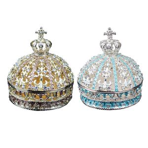 Crown Trinket Jewelry Box Fleur de lis złoto metalowe rzemiosło dekoracje domu nowość ślub Prezenty p