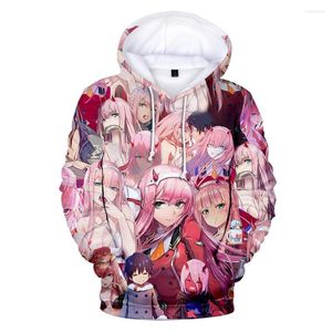 Hoodies masculinos Kpop The Franxx 3D Prinha Sweothirts Boys/Girls Anime Cute Zero Two Streetwear Pullovers românticos Darling Luxury