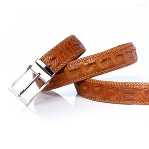 Bälten jiayupiju manlig krokodilbälte Thailand True Leather Pure Steel Pin Buckle Youth Korean Business