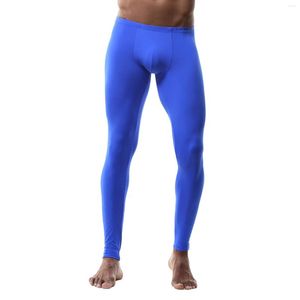 Herrbyxor Mens Compression Leggings Bulge Pouch Yoga Elastic Waistband Athletic Sports Running Fitness Trousers