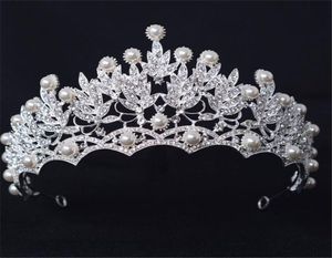 Vintage Wedding Bridal Righestone Crown Tiara Crystal Princess Bandband Accessoires Bijoux Pearl Headpring Queen Hair Band S8539043
