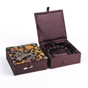 Dragon Wzór jedwabny pudełko brokatowe wypełnione bawełniane dekoracyjne pudełka opakowaniowe do bransoletki Prezent Prezent Chińskie kartonowe biżuterię Przechowywanie z