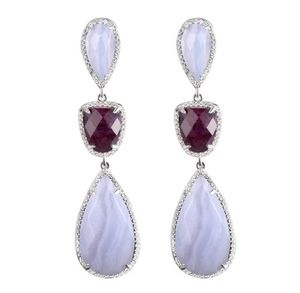 Stud Dormith Real 925 Sterling Silver 11 9CT 60mmx15mm Natural Ruby Earring Amethyst Agate Luxury Drop Earrings for Women 2210229091198