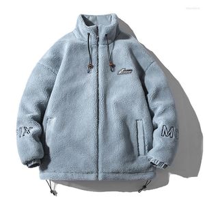 Herr ner 2022 vinter varm l￶s stativ krage fleece coat manlig mode high street fluffy vindt￤t jacka m￤n