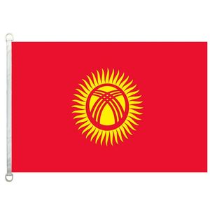 Kirgizistan Flag Banner x5ft x150cm Polyester GSM Warp Sticke Fabric Outdoor Flag236T