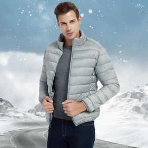 Męska zimowa kurtka męska światła przenośna solidna kolor wiatroodporna ciepłe kurtki dla mężczyzn Męs
