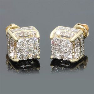 Hip Hop Silver Gold Color Rhinestone Stud Brincos para homens Mulheres Luxo Boys Cool Street Boys Iced Out Square Bling Earring L3N957219V