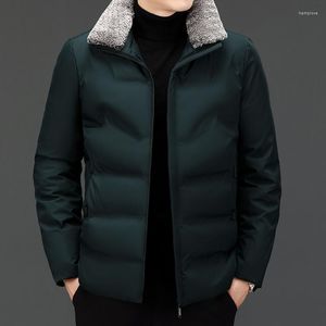 メンズダウントップグレードは暖かい冬のデザイナーブランドファーカラーファッションパーカージャケットメンズウィンドブレイカーパフコート服