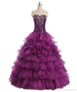 在庫2021 Quinceanera Dresses Ball Gowns with Organza Ruffles Beading for Sweet 15 Prom Party QC4517078443