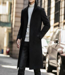 Fashionmen039s Trench Coats zima elegancka biała długa męska płaszcz czarny płaszcz dżentelmen szczupły steampunk szary kurtki vintage2155601
