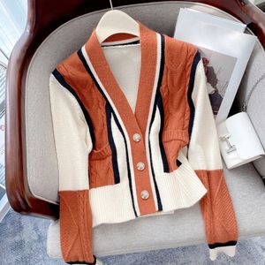 Cardigan Cardigan Women Sweater Vintage Fashion v-nock patchwork chic recred lebtriced dark darm autrumn winter coat 2023