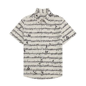 23SS Роскошный дизайнер T Roomts Mens Mens Mess Musical Note Letter Print Print Рубашка для боулинга Hawaii цветочные женские рубашки Мужчина Slim Fit Платье с коротким рукавом -разнообразие