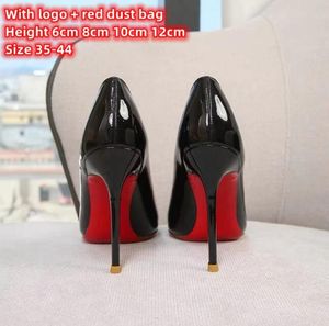 Marka yüksek topuklu düğün ayakkabıları deri seksi sivri ayak parmağı bayanlar çıplak siyah patent deri cm boyut