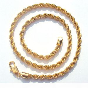 catena di corda di alta qualità xuping mm k gialla fine oro massiccio gf spessa maschile intrecciata hip hop da pollici collana2484