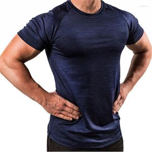 メンズTシャツメンズクイックドライブレーニング可能性TシャツランニングスポーツスキニーショートTシャム男性ジムフィットネスボディービルトレーニングポリエステルトップ