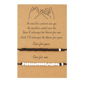 Kreativt kortarmband personlighet svartvitt pärla vax vävt armband smycken