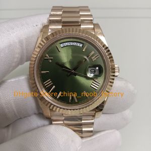 12 Modelluhr Herren Datum 40 mm 18 Karat Roségold olivgrünes Zifferblatt geriffelte Lünette Armband BPF Cal.2813 Automatikwerk mechanisch Bp Uhren Armbanduhren