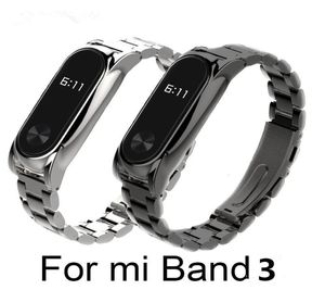 Metallrem för Xiaomi Mi Band 3 Skruvfritt rostfritt stålarmband för Miband 3 -armband Byt ut tillbehör för Mi Band 3