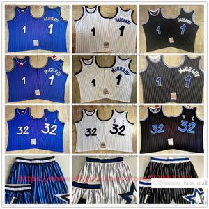 Mitchell과 NE Real Embroidery Baketball Tracy 1 McGrady Jerey Retro Stripe Penny #1 Hardaway Man Ed 통기성 스포츠 #32 Jerey